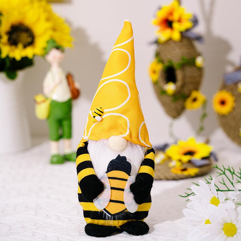 Adorable Plush Bumblebee Gnome Decor With Sunflowers For Festive Home Decorations