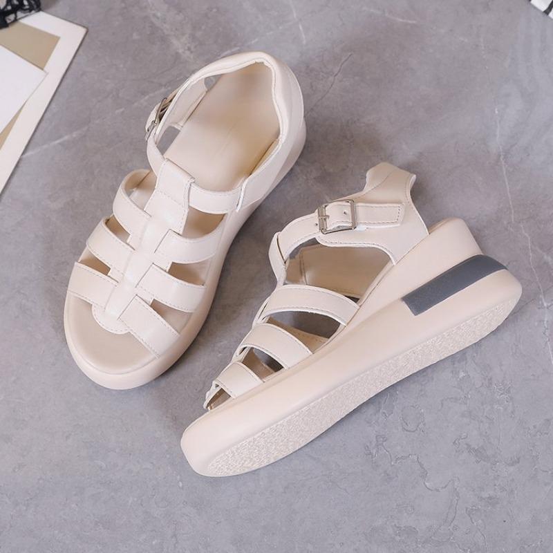 Новые женские сандалии, повседневные римские сандалии с открытым носком на толстой подошве, удобная женская обувь