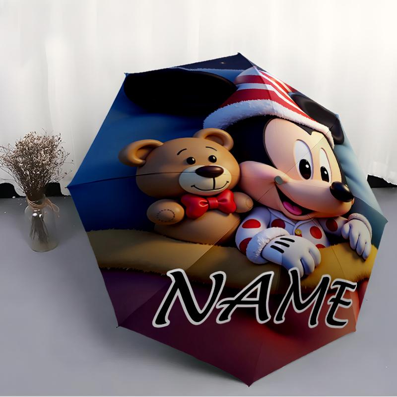 Personalized Name M-Mickey Print Umbrella - Automatic Open/Close, Eight-Rib Durable Frame, Automatic Folding Umbrella
