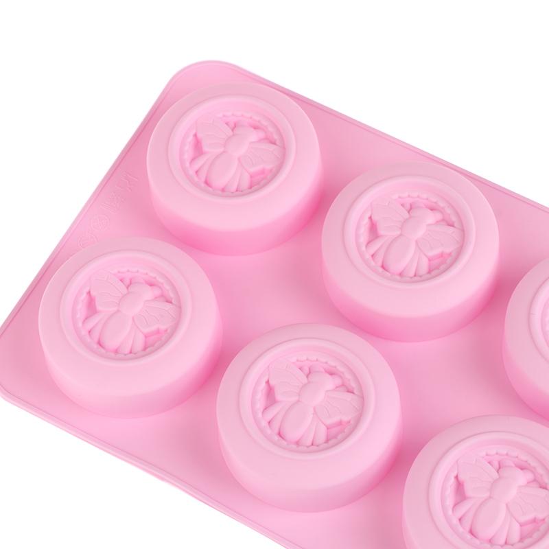 6 отверстий, круглые пчелы, силиконовые формы, сделай сам, ручная работа, ароматизированное мыло, ароматизированная свеча, форма для шоколадного мусса