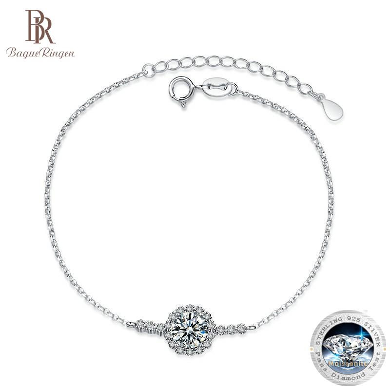 Bague Ringen Стерлинговое серебро S925, двухрядная дрель со звездами, D цвет, браслет из камня моссана, женская ниша, 1 карат, бриллиант моссана