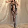 Plus Size Sexy Lingerie Fishnet Bodysuit Erotic Transparent Crotchless Women Mesh Catsuit Sex Tights Body Socks Exotic Costumes