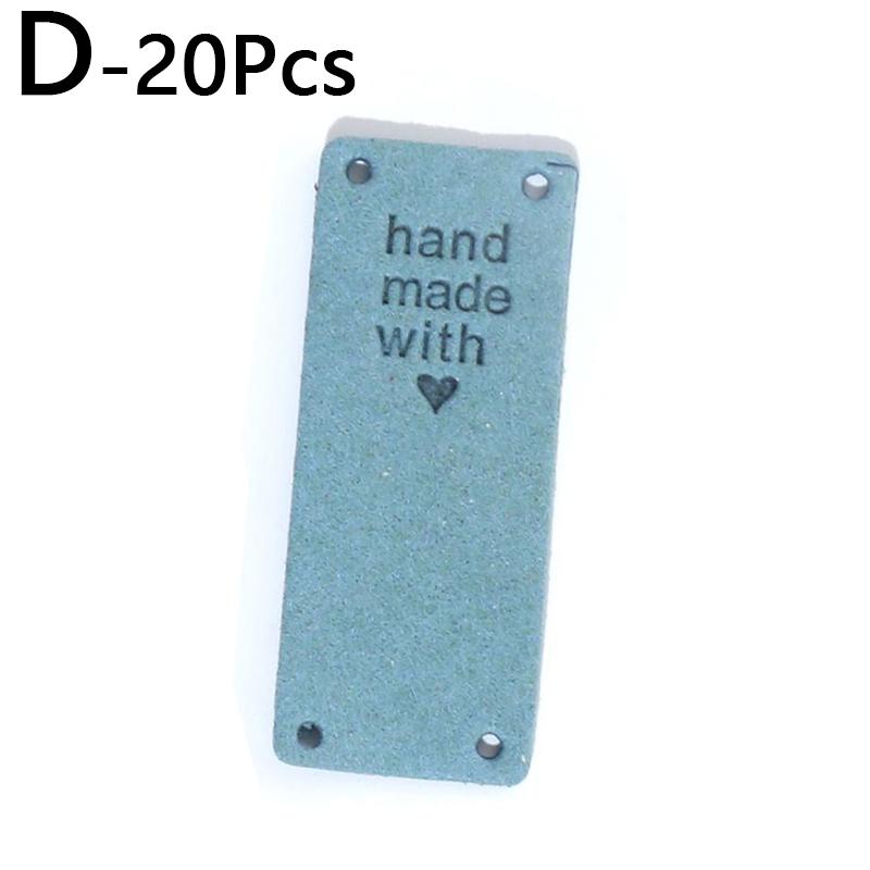 20pcs Handmade With Love For Hat Jeans Bag PU Leather Tags Colorful Sewing Accessories