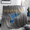 Custom Name,St. Louis Blues Printed Flannel Blanket, soft throw for bedroom sofa, washable, Christmas present, great gift.