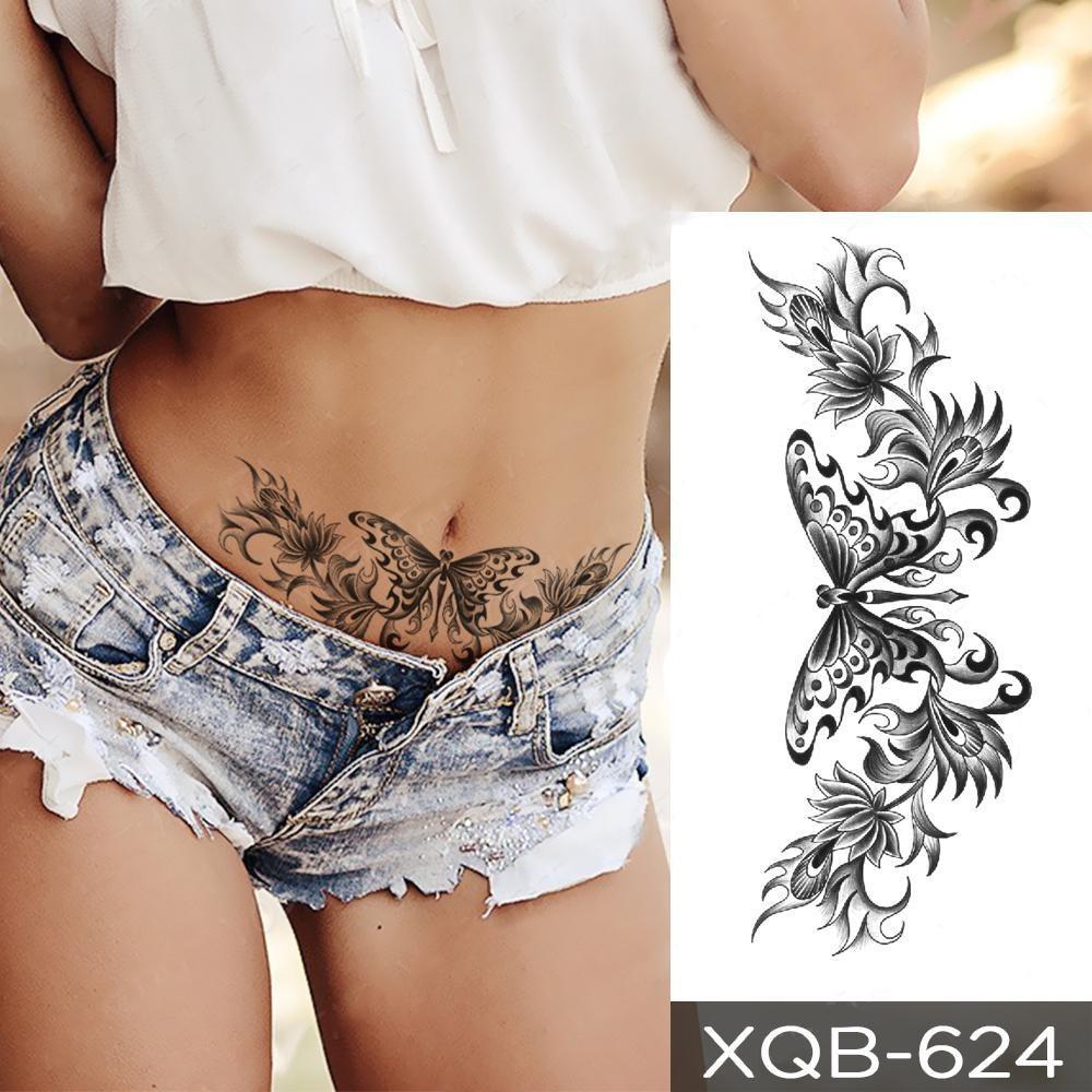 NEW 1 PC 210*114MM Cherry Blossom Fake Temporary Tattoo For Women Girl Watercolor Rose Flower Tattoos Flora Branch Chest Back Tatoo Paper Stickers