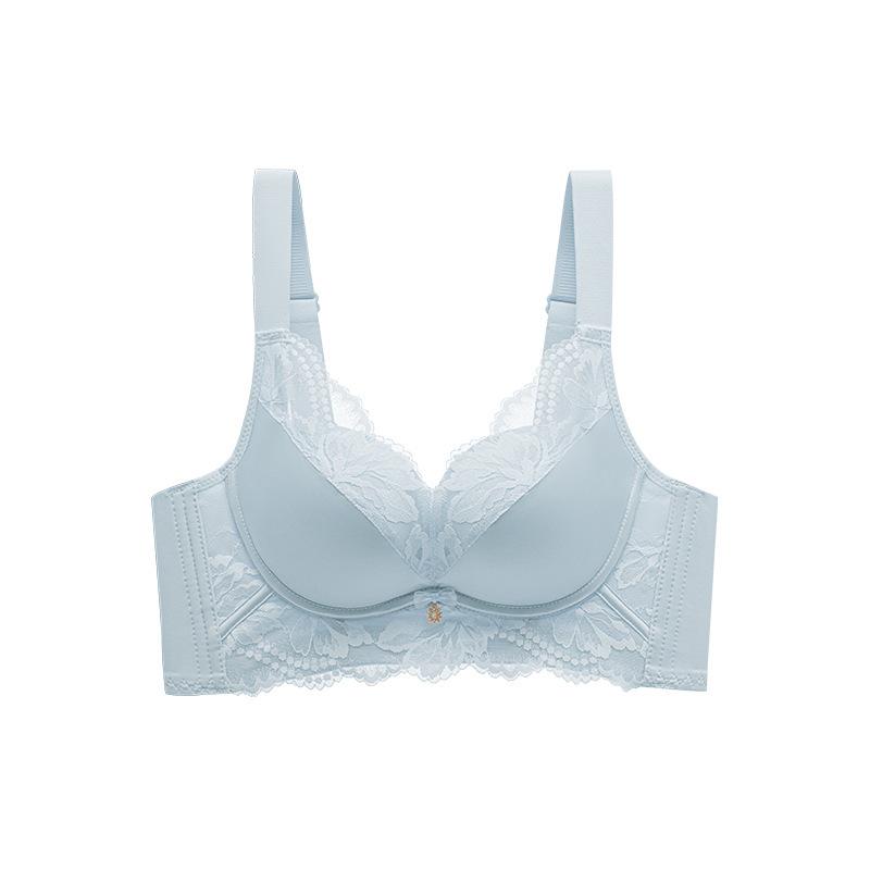 French Style Bra for Women Gathering Red Bra Without Steel Ring Lace Push Up Bra