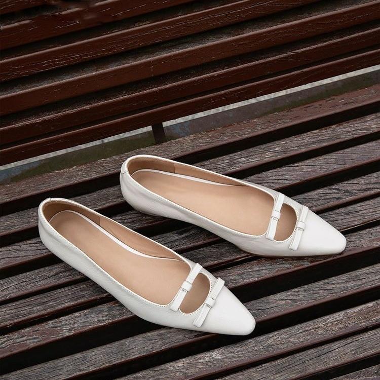 Fashion Women's Cow Leather Pointed Toe Slip-on Ballet Flats Leisure High Quality Soft Comfortable Espadrilles Elegant Ladies Slim Shoes