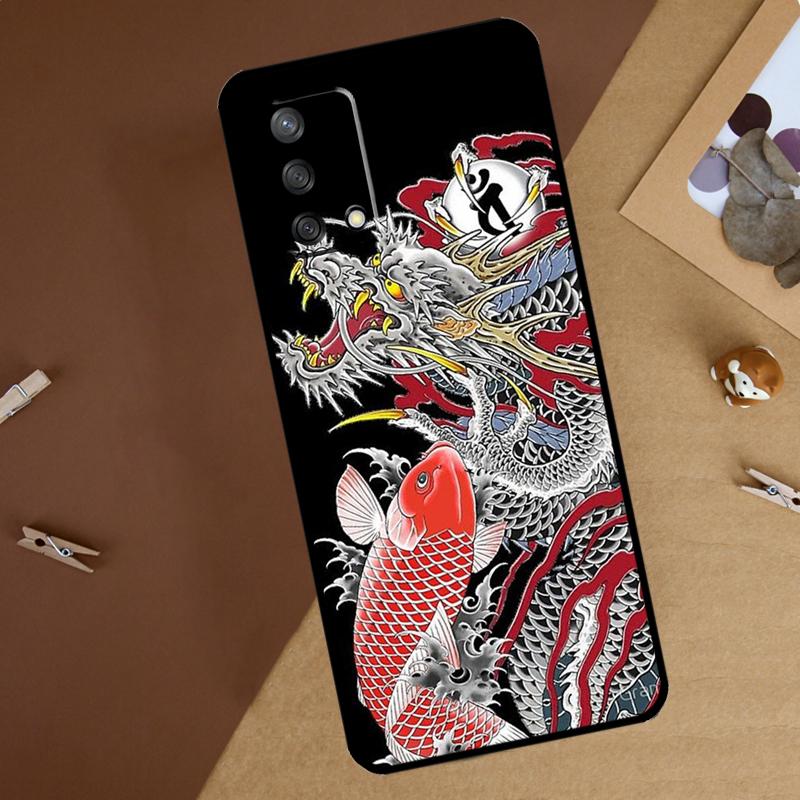 Чехол для телефона Oppo A80 A60 A40 A74 A94 A54 A18 A38 A58 A78 A98 A16 A76 A96 A15 A57S A17 A77 в японском стиле с драконом