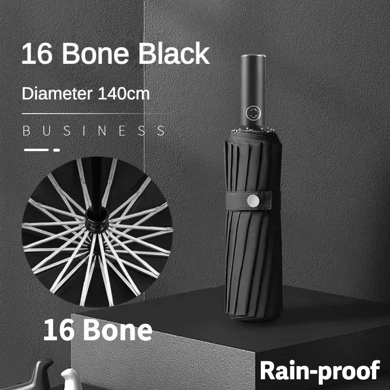 Большой автоматический складной зонт 140 см для мужчин, защита от УФ-излучения UPF50+, усиленный ветрозащитный, зонты от солнца и дождя, зонтик