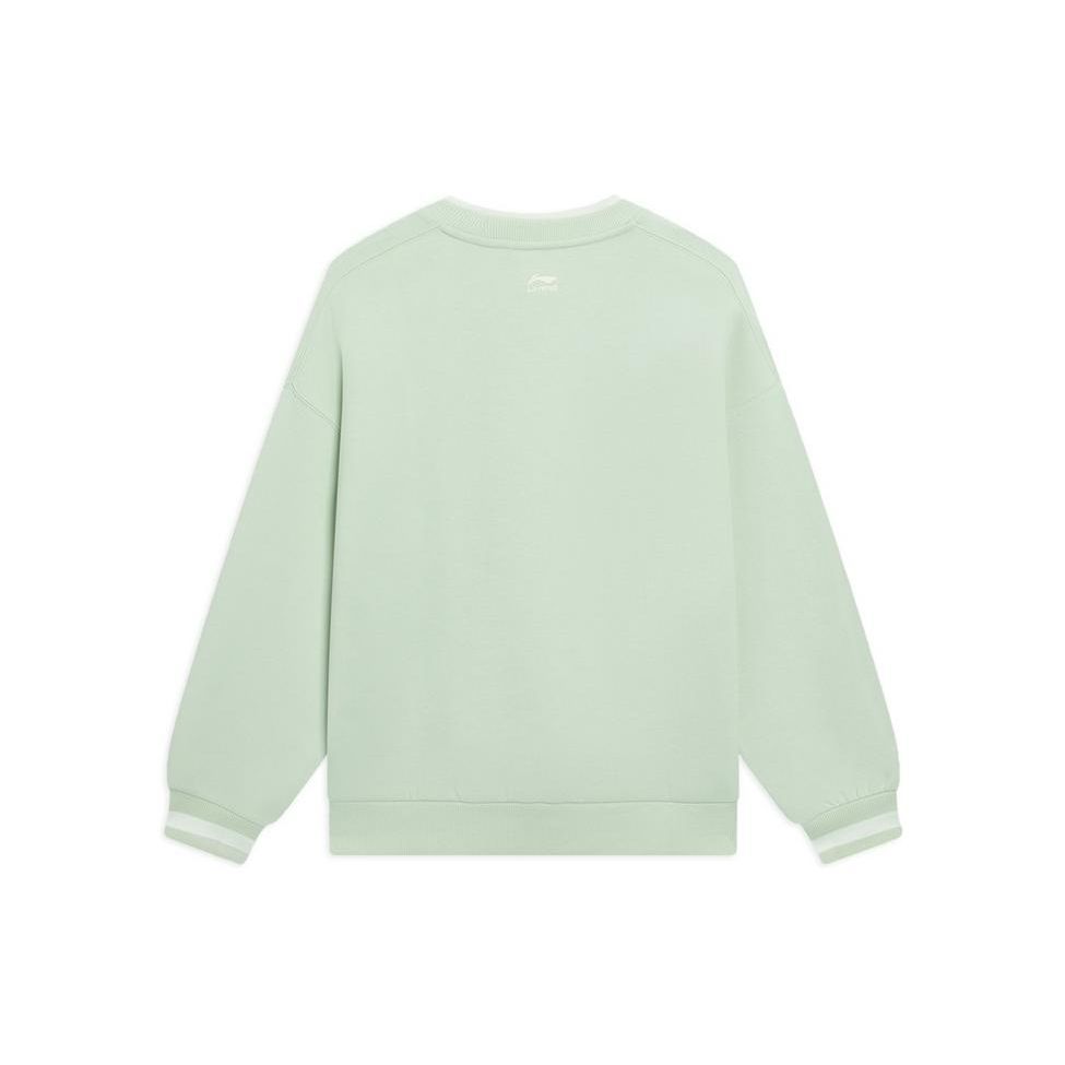 Li-Ning Спортивная серия Trend с цветочным принтом, пуловер с круглым вырезом, женские топы, бирюзово-белый AWDS918-2