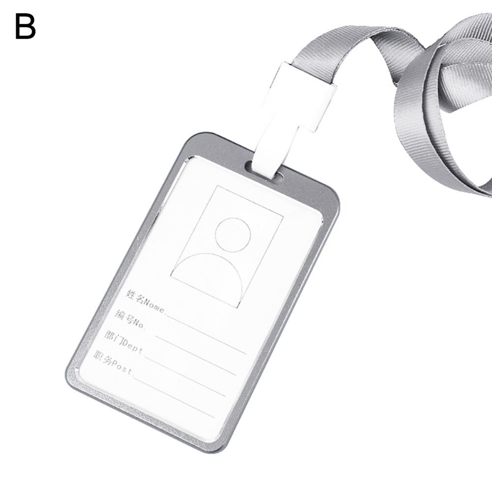Company Factory Work ID Card Holder Metal Aluminum Alloy Vertical Name ID Card Badge Holder With Neck Straps Lanyard