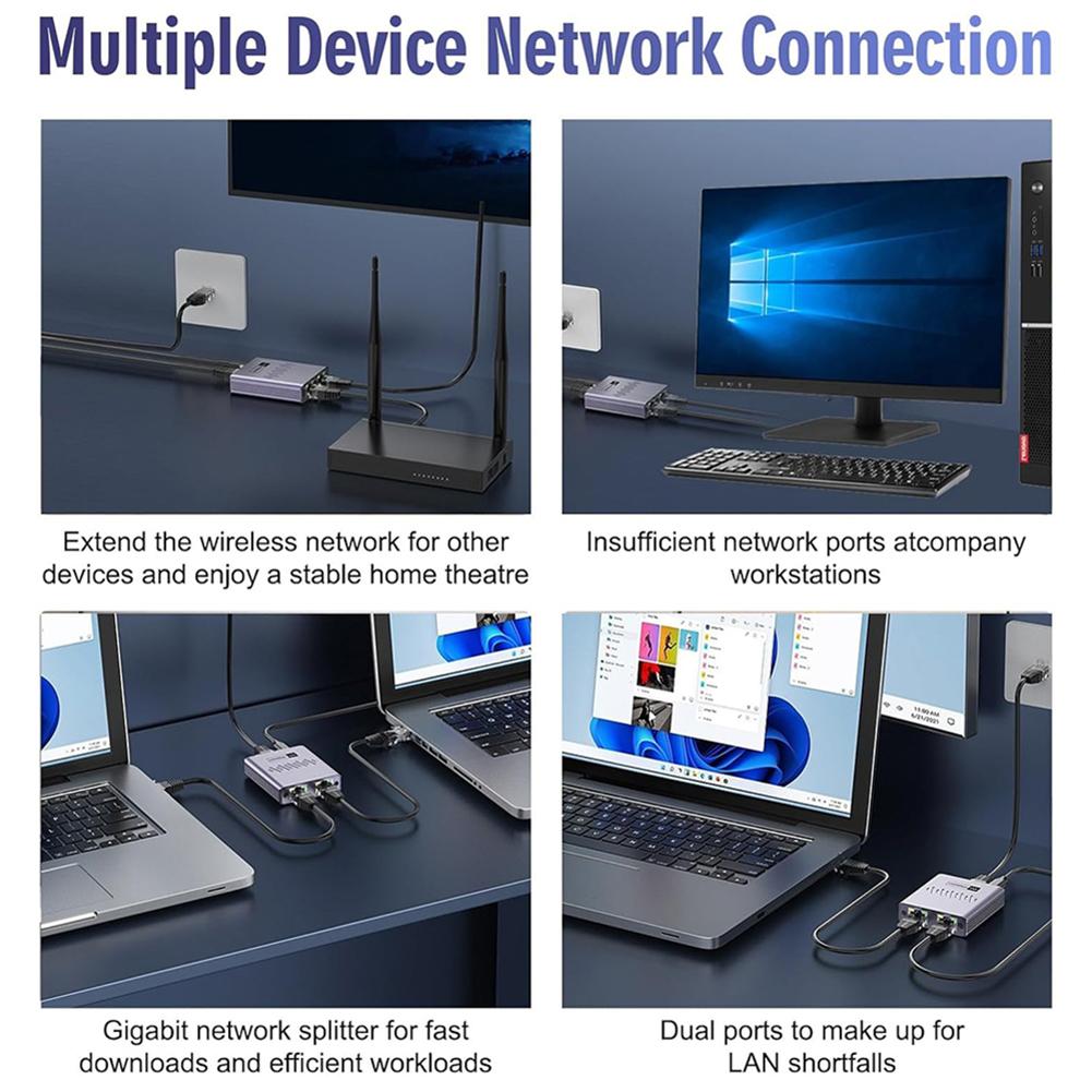 Гигабитный Ethernet сплиттер 1 к 2/3/4 Сплиттер Ethernet кабеля 1000 Мбит/с Гигабитный RJ45 LAN Сетевой удлинитель Сплиттер интернет-кабеля