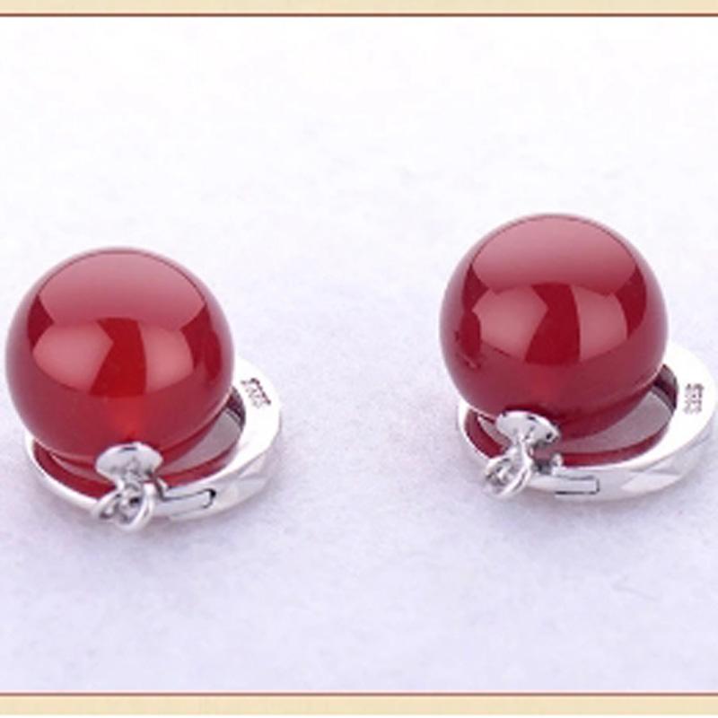 Natural Green Red Agate Chalcedony Jade Earrings For Women 925 Sterling Silver Earrings Female Retro Fine Jewelry Eardrop