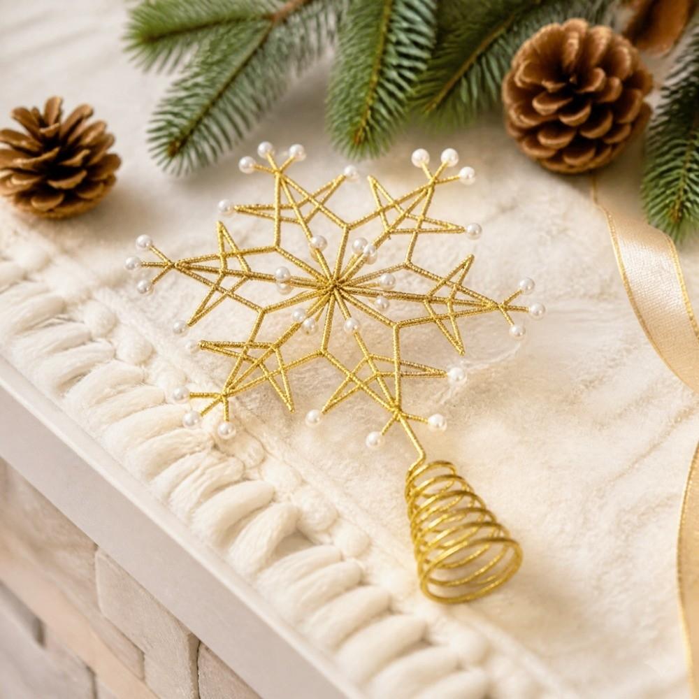 Shimmering Snowflake Tree Topper Pearl Accent Christmas Tree Top Star  Indoor Display