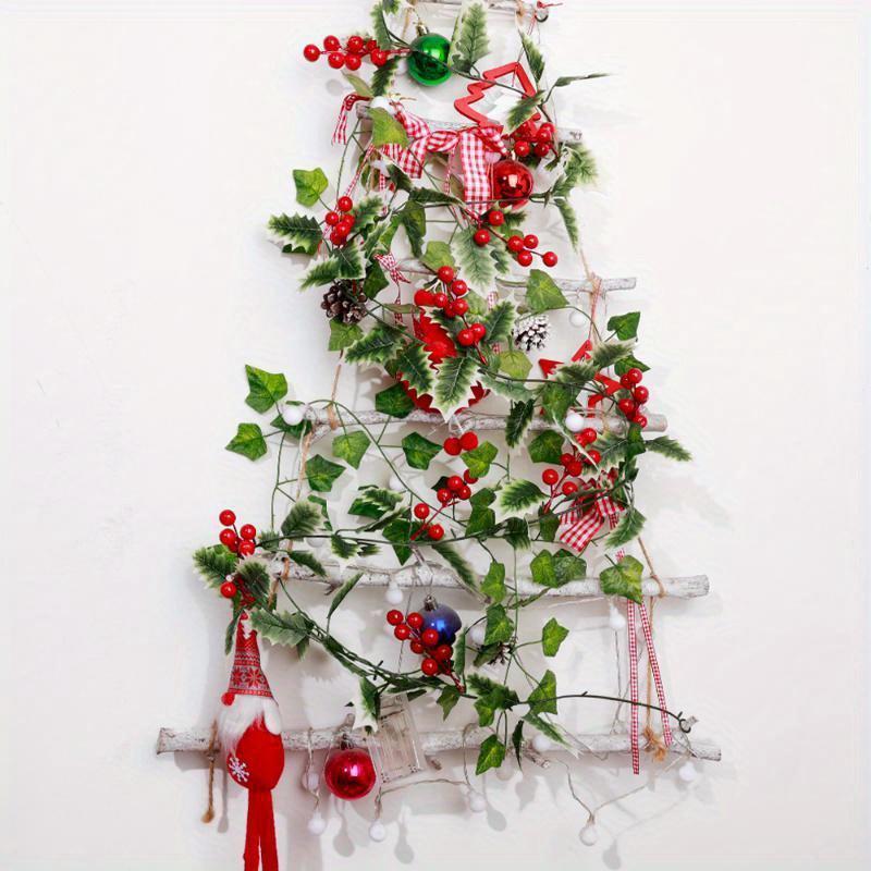 Рождественская гирлянда Красная ягода Зеленая гирлянда 78,74 фута Искусственная рождественская Красная ягода Цветочная лоза Зимние листья падуба Уличная для камина Домашний декор