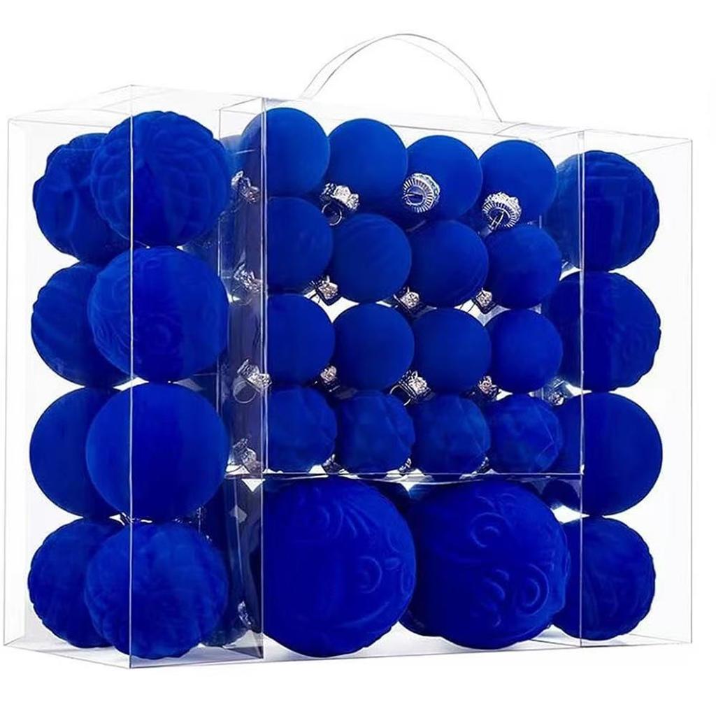 4/6/8СМ 46ШТ Бархатные Флокированные Подвески в виде Рождественских Шаров Набор Рождественских Украшений