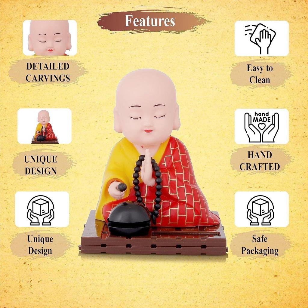 Yadava Cute Little Monk Buddha Figurine for Home Decor, Meditation & Office Desk | Small Buddha Idol for Peace, Positivity & Spiritual Corners