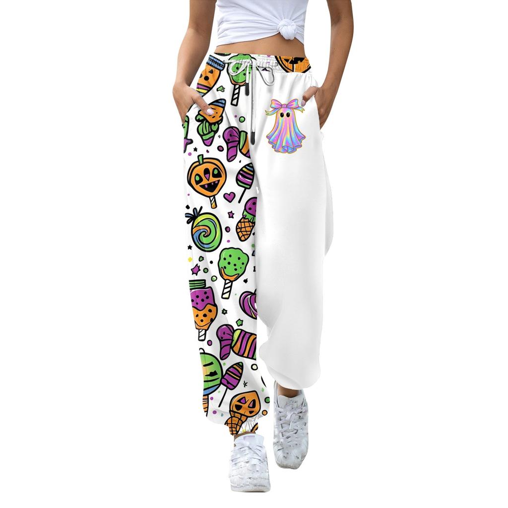 Женские повседневные модные спортивные штаны с принтом на Хэллоуин, повседневные брюки