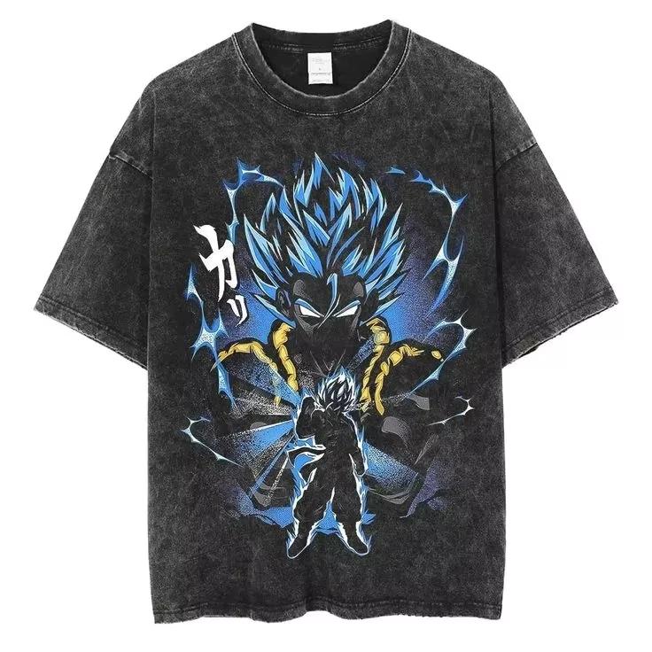 Anime Dragon Ball Cosplay Washed TShirt Cotton Short Sleeve Top Casual Sports Fitness TShirt Mens Harajuku Clothing