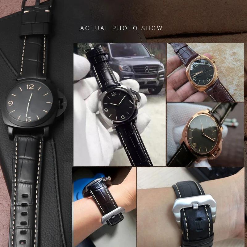 Для Panerai ремешок для часов из натуральной кожи мужской кожаный ремешок для часов PAM441 312 коричневый черный ремень для крупного рогатого скота 22 мм 24 мм 26 мм