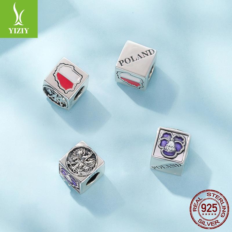 S925 Sterling Silver American Polish Commemorative Beads Popular Cube Collection Loose Beads Beads
