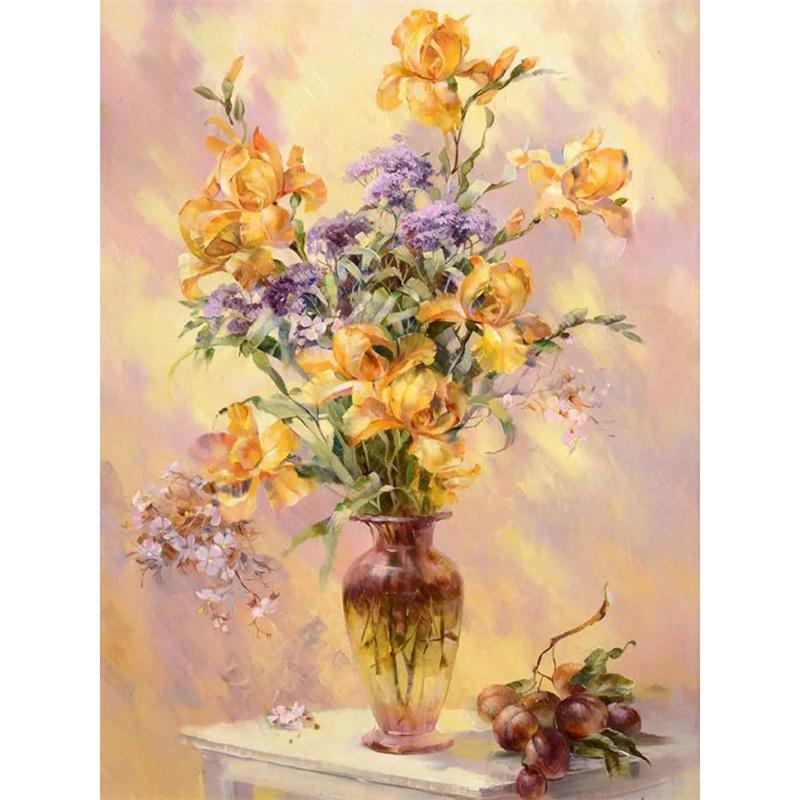 5D DIY Алмазная картина Красивая цветочная мозаика Алмазная вышивка Картина Полный круглый горный хрусталь Домашний декор Подарок