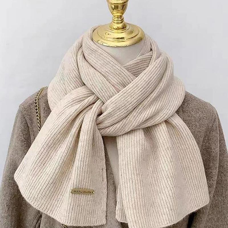 Winter Cashmere Imitation Scarf Women'S Woolen Knitwear Solid Color Bordeaux Chic Korean Thicker Warm