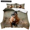 Horse Duvet Cover Set A Group of Brown Horses Running Bedding Set 3D Animal Wild Horse Queen King Size Polyester Quilt Cover