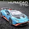 1/24 Lamborghini HURACAN STO Модель легкого спортивного автомобиля, литая под давлением металлическая игрушечная гоночная модель автомобиля, коллекция симуляций, звук и свет, детские подарки