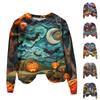 Ladies Fashion Casual Long Sleeve Halloween Printed Round Neck Hoodie Top