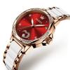 OLEVS wristwatch for women, mechanical, automatic, cute, ladies' watch, ceramic, pink gold, date, crystal, red, ladies watch