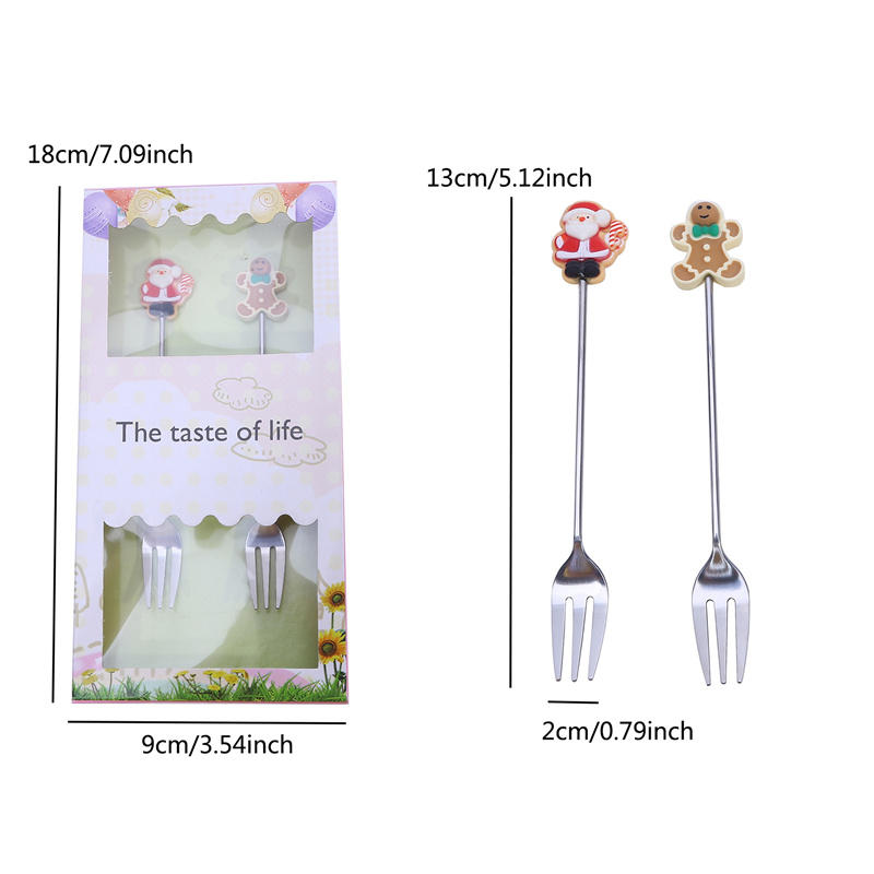 Рождественский набор вилок и ложек из нержавеющей стали, полированное серебро, десертные вилки с кофейными ложками, элегантные сервировочные приборы для рождественской вечеринки