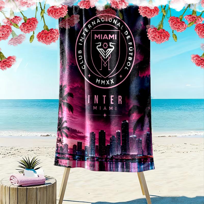 InterMiami Nacional Print Beach Towel, Large Soft Quick Dry Towel for Beach Camping Swimming