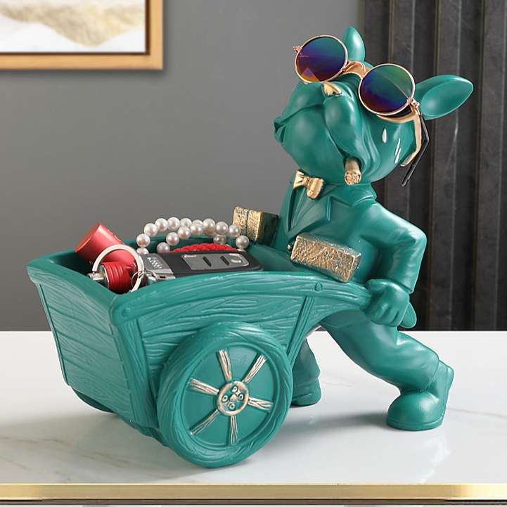 Nordic Fashion Art Французский бульдог Фигурки животных из смолы Крутая скульптура собаки Поднос для конфет Закуска Ключ Монета Фрукты Ювелирные изделия Хранение Статистика