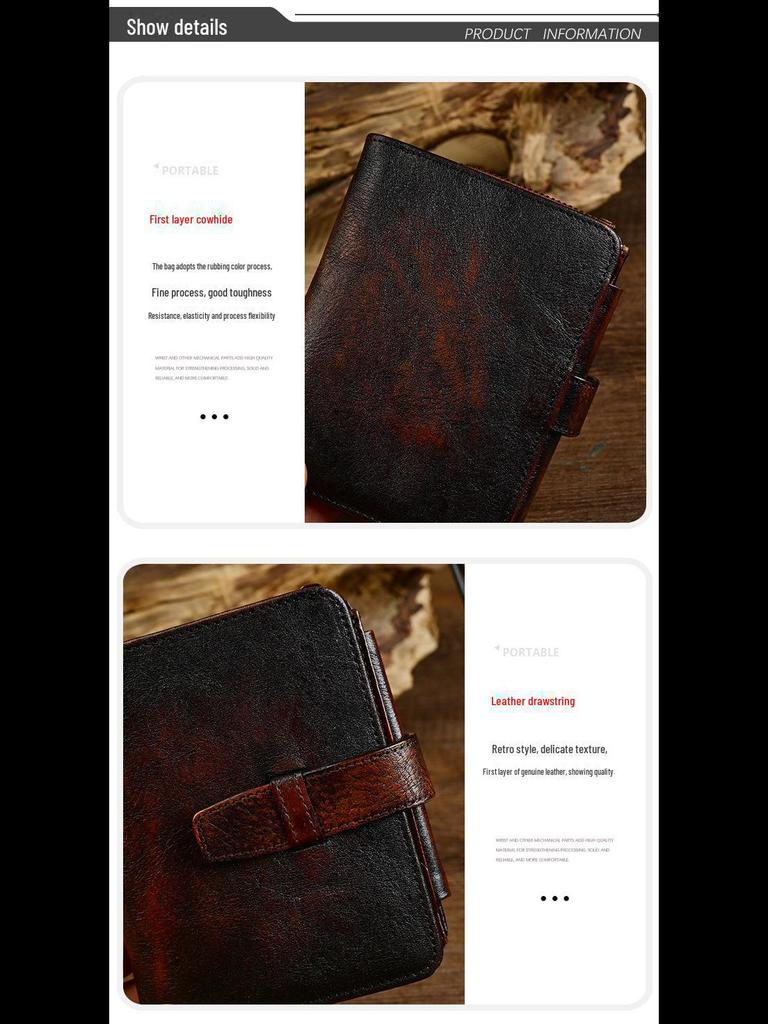 Мужской короткий кошелек из натуральной кожи в стиле ретро - европейский и американский стиль