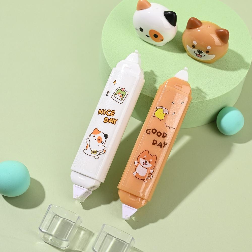1/4 шт. Лента-корректор Busy Cat и клей-карандаш Милый мультяшный котенок Двусторонняя функция Корректирующие ленты Клей