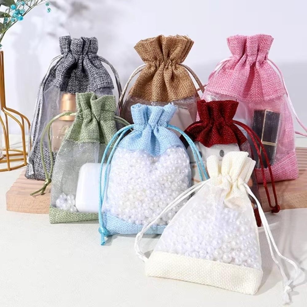 1/10PCS Cotton Linen Gift Drawstring Bags Washable Burlap Gift Bags For Jewelry Storage