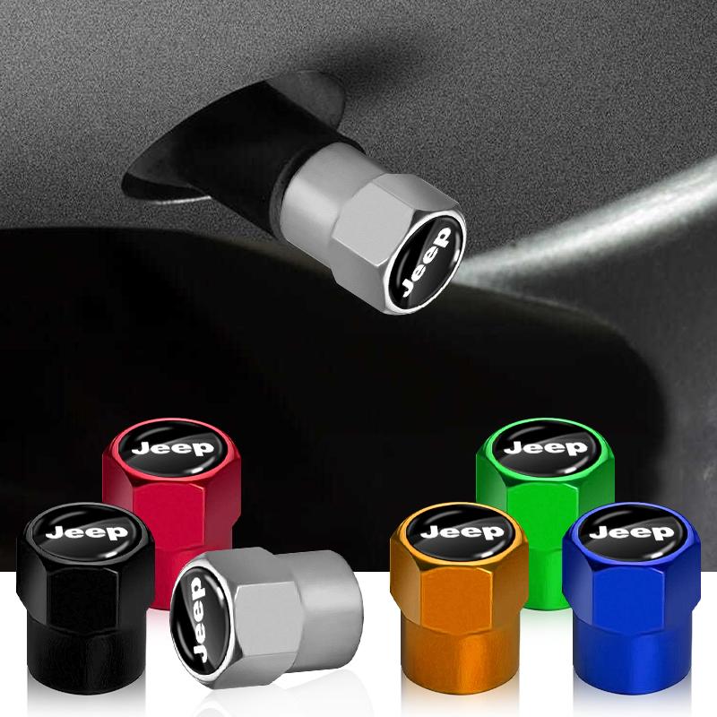 4Pcs Car Tire Valve Cover Wheel Protection Dust Caps Car Accessories For Jeep Grand Cherokee Xj Wk2 Wj Wrangler Jl Compass AKL1