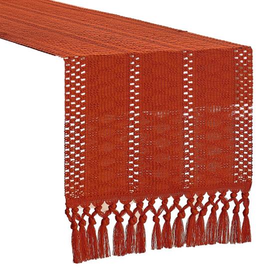 Вязаная скатерть ручной работы в деревенском стиле с кисточками, хлопок