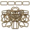 36 шт. Металлические прямоугольные кольца-пряжки x 1 Квадратные кольца для ремня из стропы для кемпинга, собаки, багажного ремня, аксессуары для рукоделия, бронза 4/5" 1/2"