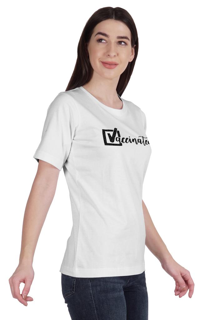 Inkmeso Футболка с круглым вырезом Vaccined Pro Vaccine, хлопковая футболка для женщин