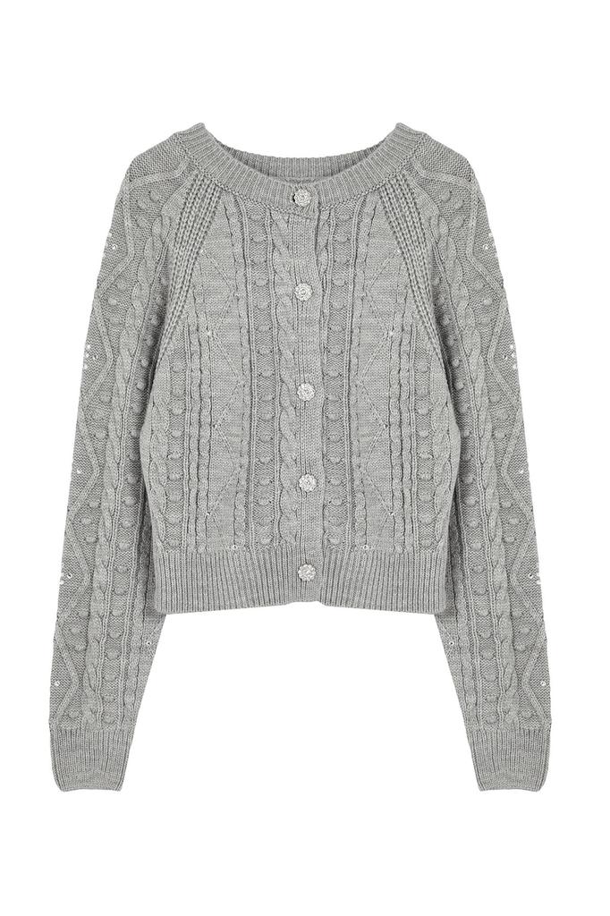 Women's Fashionable Stylish Sweater Gray Reversible Knitwear Sweater