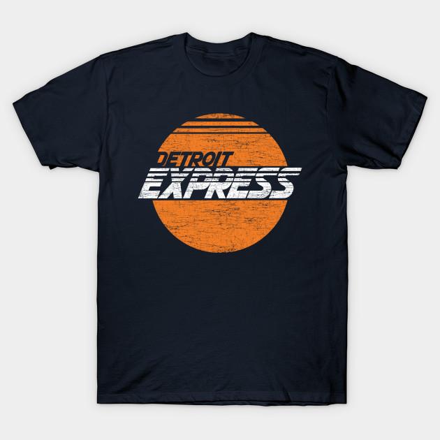 Asian Size Men Print T-shirt Detroit Express Vintage Tshirt No-Cut Heat Transfer Print Cotton Tshirt