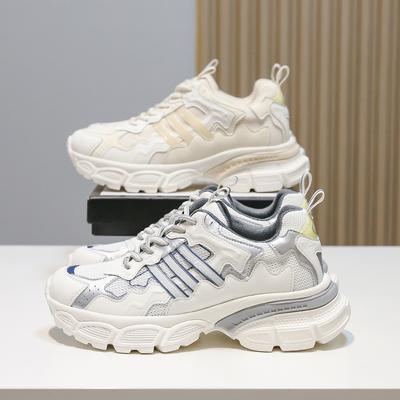 Сетчатые кроссовки-папа женские летние повседневные из коровьей кожи кроссовки женские жареные уличные универсальные увеличивающие рост спортивные туфли Вэньчжоу женская обувь