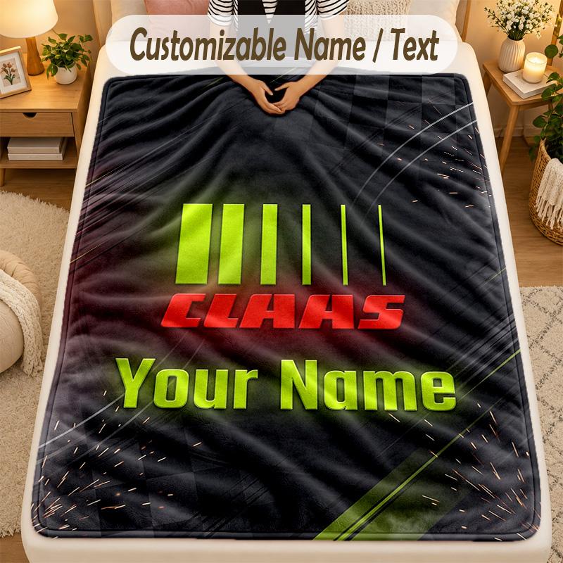Flannel BlanketCLAAS Custom Name Text Personalized Soft Warm Throw Blanket Home Decor Gift