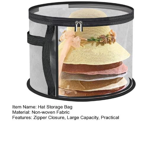 Oversized Clear Hat Storage Bag with Handle Zipper Closure Transparent Design Foldable Cowboy Hat Organizer Wide Brim Hat Case