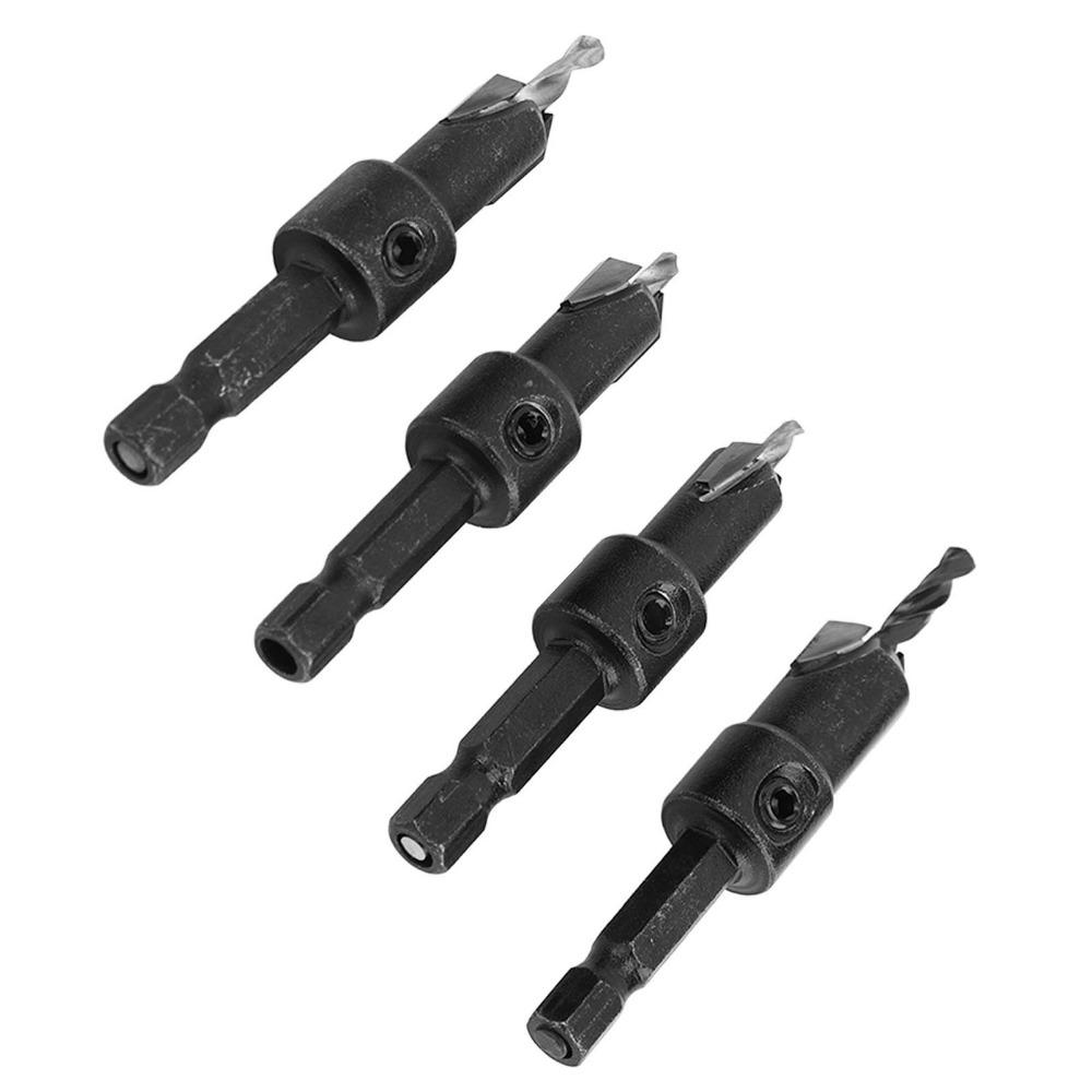 4pcs Cemented Carbide Countersink Drill Bit Set 4 Piece Set Countersunk Drilling Bit Woodworking