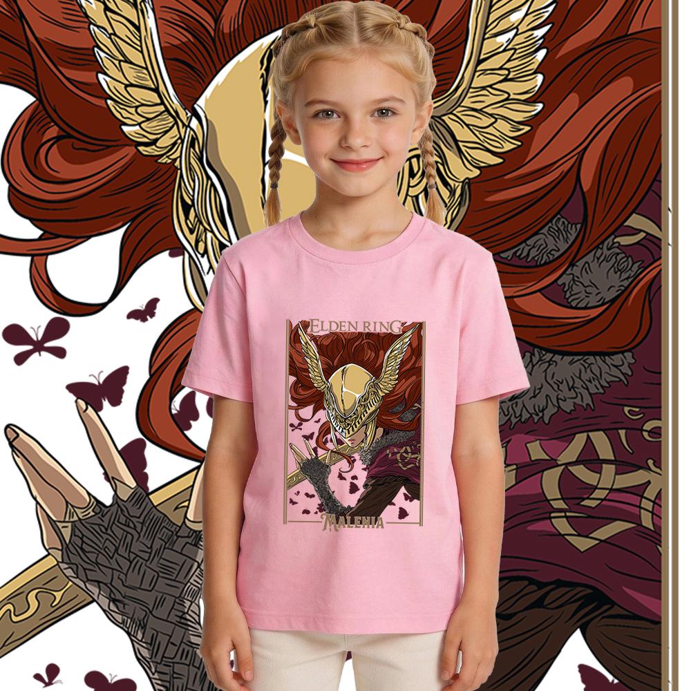 Elden Ring Malenia Anime Print Boys Girls Cotton T Shirt Kids Casual Tee Soft Breathable Summer Top