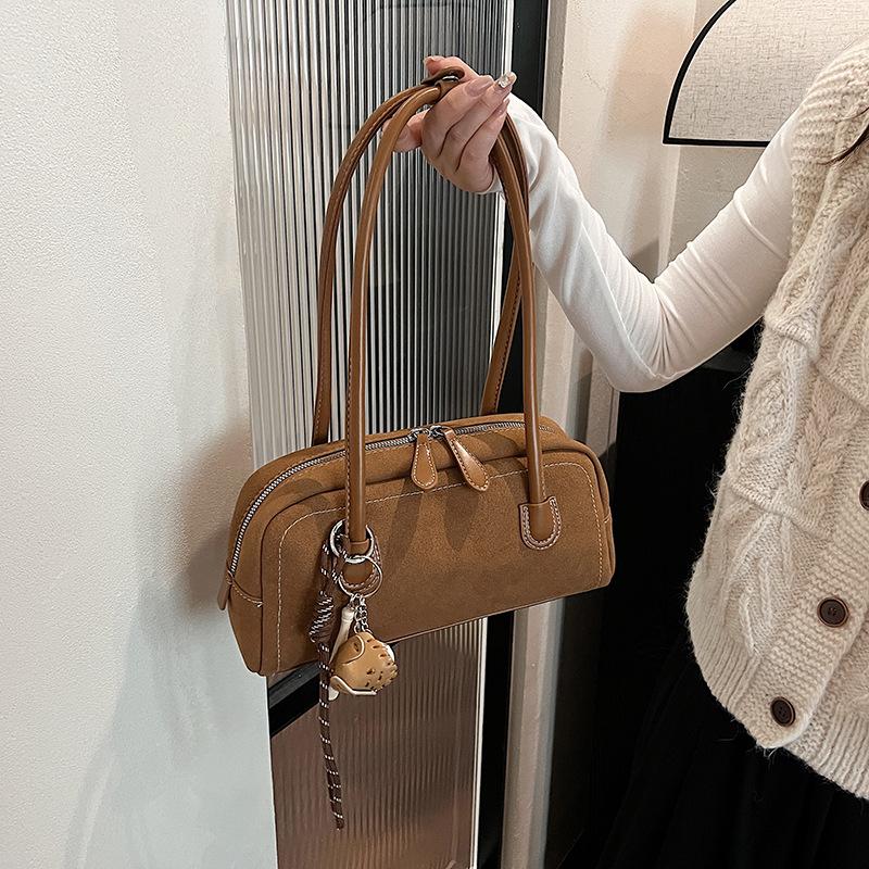 Новая замшевая сумка через плечо для женщин, многокарманная сумка под мышкой, сумка из искусственной замши однотонного цвета, сумка-саквояж на молнии для работы, покупок CLE