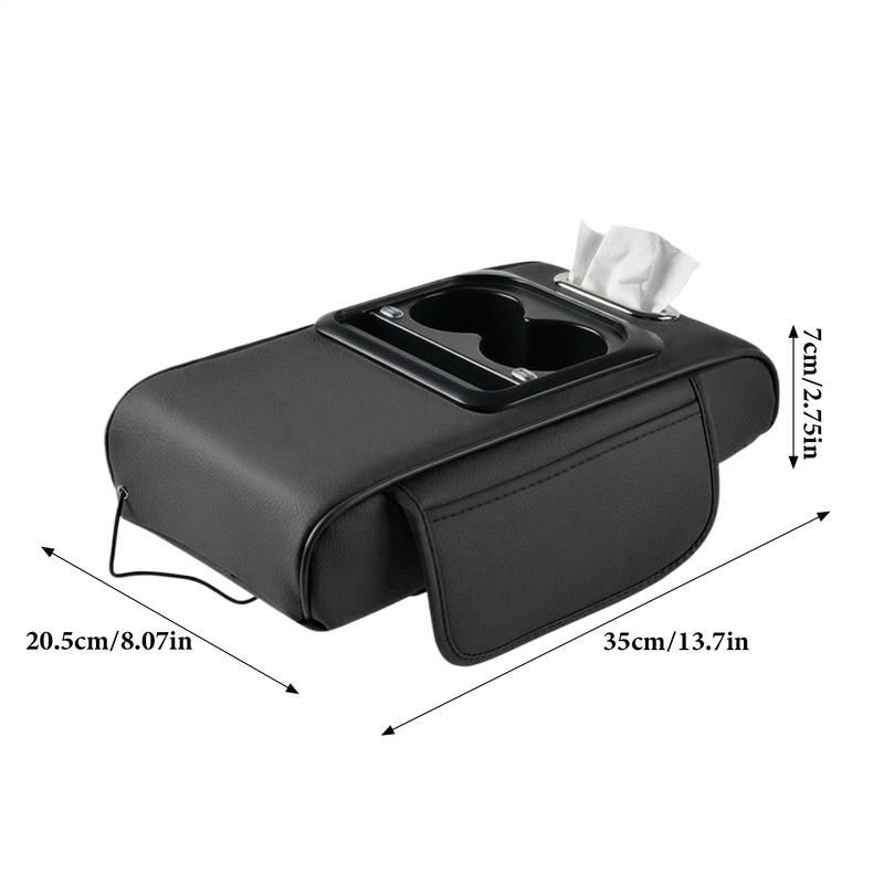 Car Armrest Cushion With Cup Holder Auto Center Console Armrest Cushion Box Elastic Belt Design Vehicle Interior Accessories For